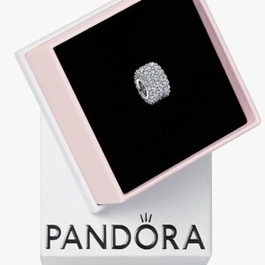 Pandora Set Sparkling Pavé Triple Row Charm Sterling Silver Clear CZ